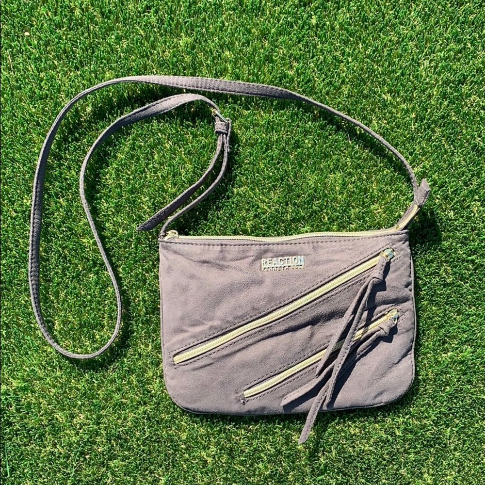 Gray Mini across Body Purse with Zipper Detail